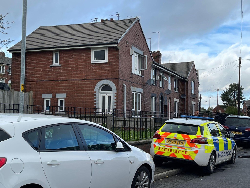 Armed police killed a dangerous dog this morning Oct 22 after two women were attacked. Officers were scrambled to Shakespeare Road in Oldham, Greater Manchester, to reports of a dog attack at around 10am on Saturday. Caption: Police on Shakespeare Road in Oldham, Greater Manchester, where officers shot a dog dead after two women were attacked on 22 October 2022