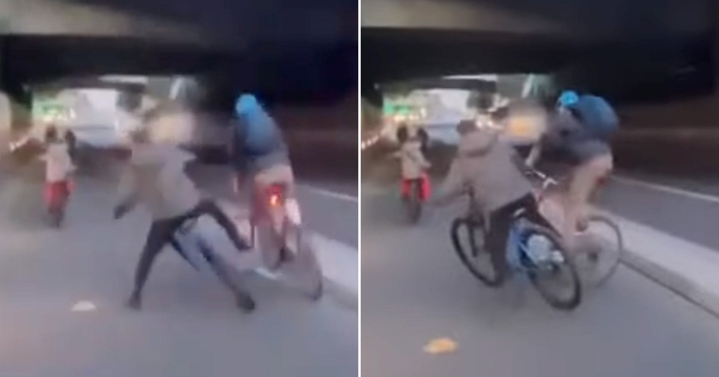 Bike Owner shoves wheelie rider out the way then falls face first at the flooring