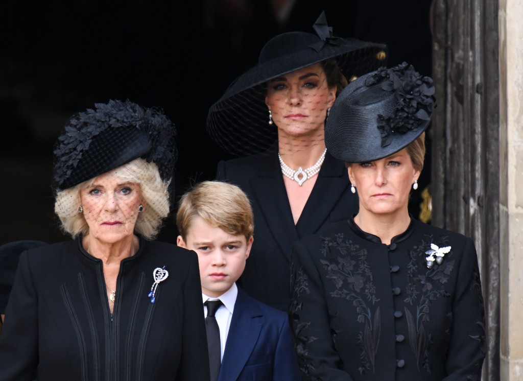 royals mourning the queen at the funeral