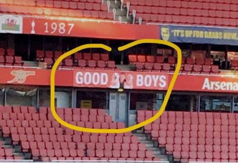 Alexis Sanchez’s dogs Atom and Humber now have their own banner at Arsenal’s Emirates Stadium