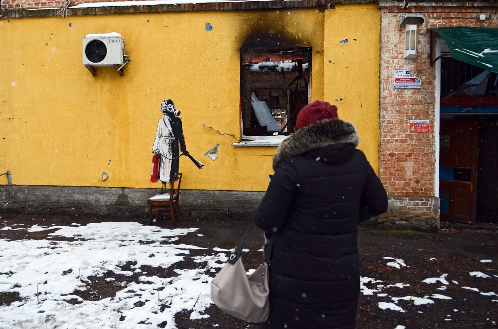 A Banksy painting in Ukraine