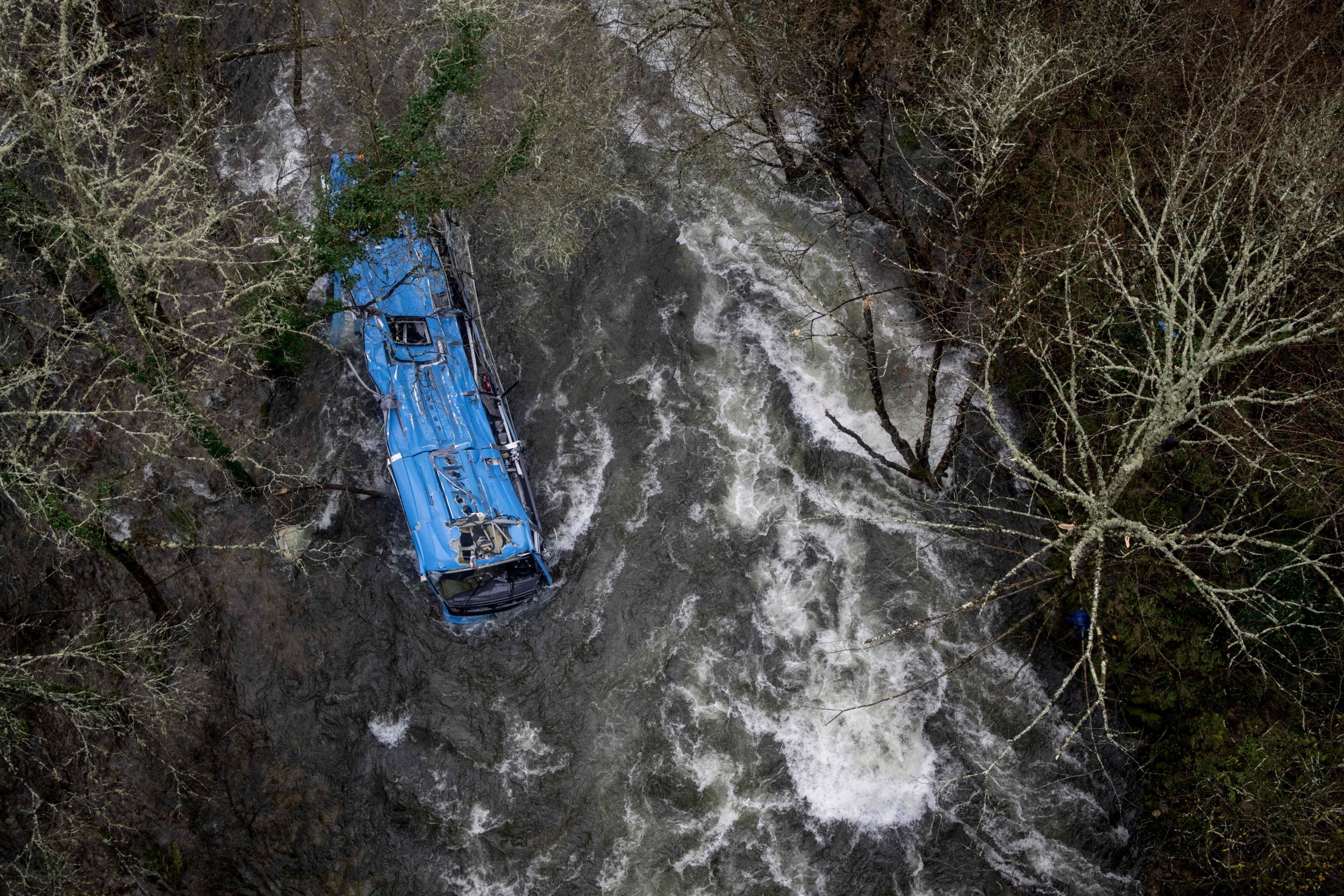 Three lifeless after bus plummets from bridge in Spain