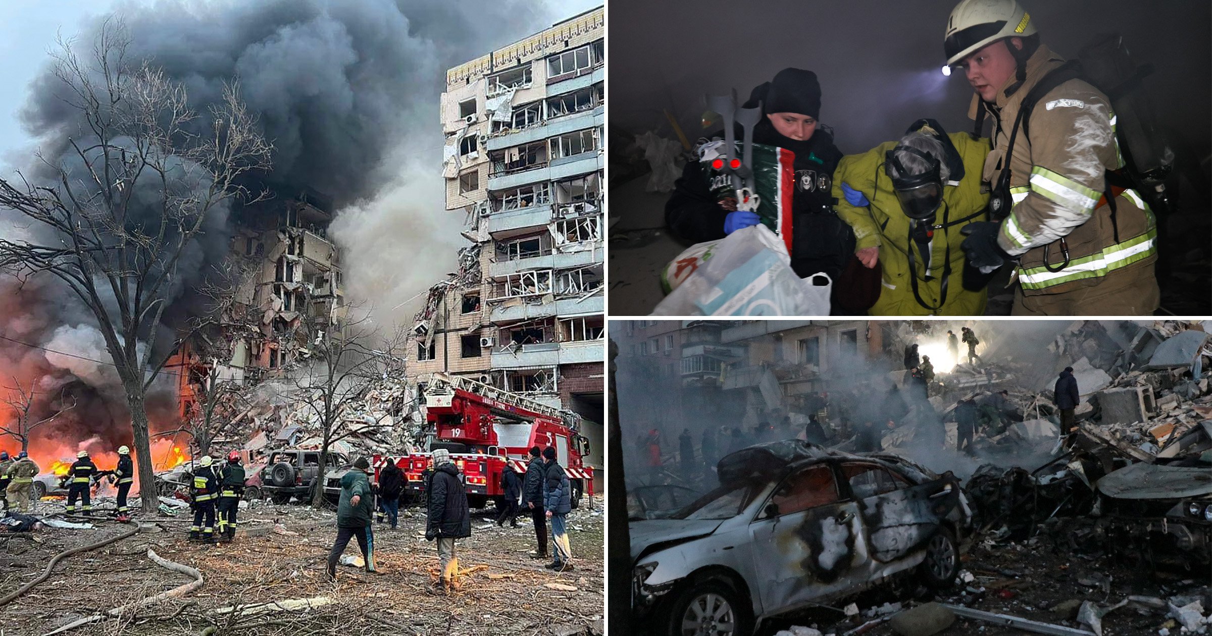 a minimum of 5 killed after Russian missile strike destroys condominium block