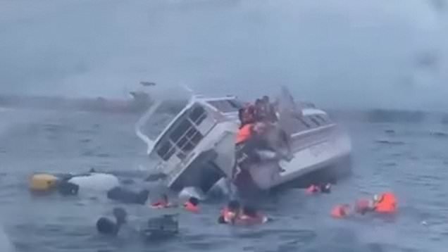 Tourists forced to jump overboard after their boat capsizes off coast of Bali