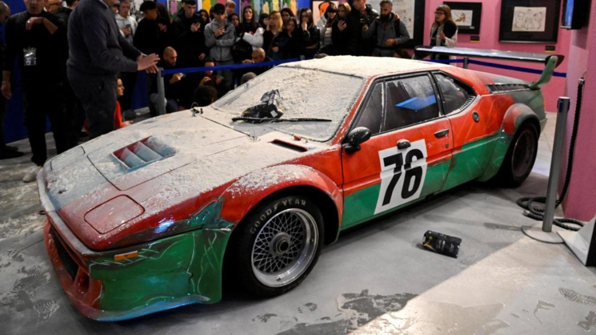 Climate activists throw flour on Andy Warhol's painted automobile