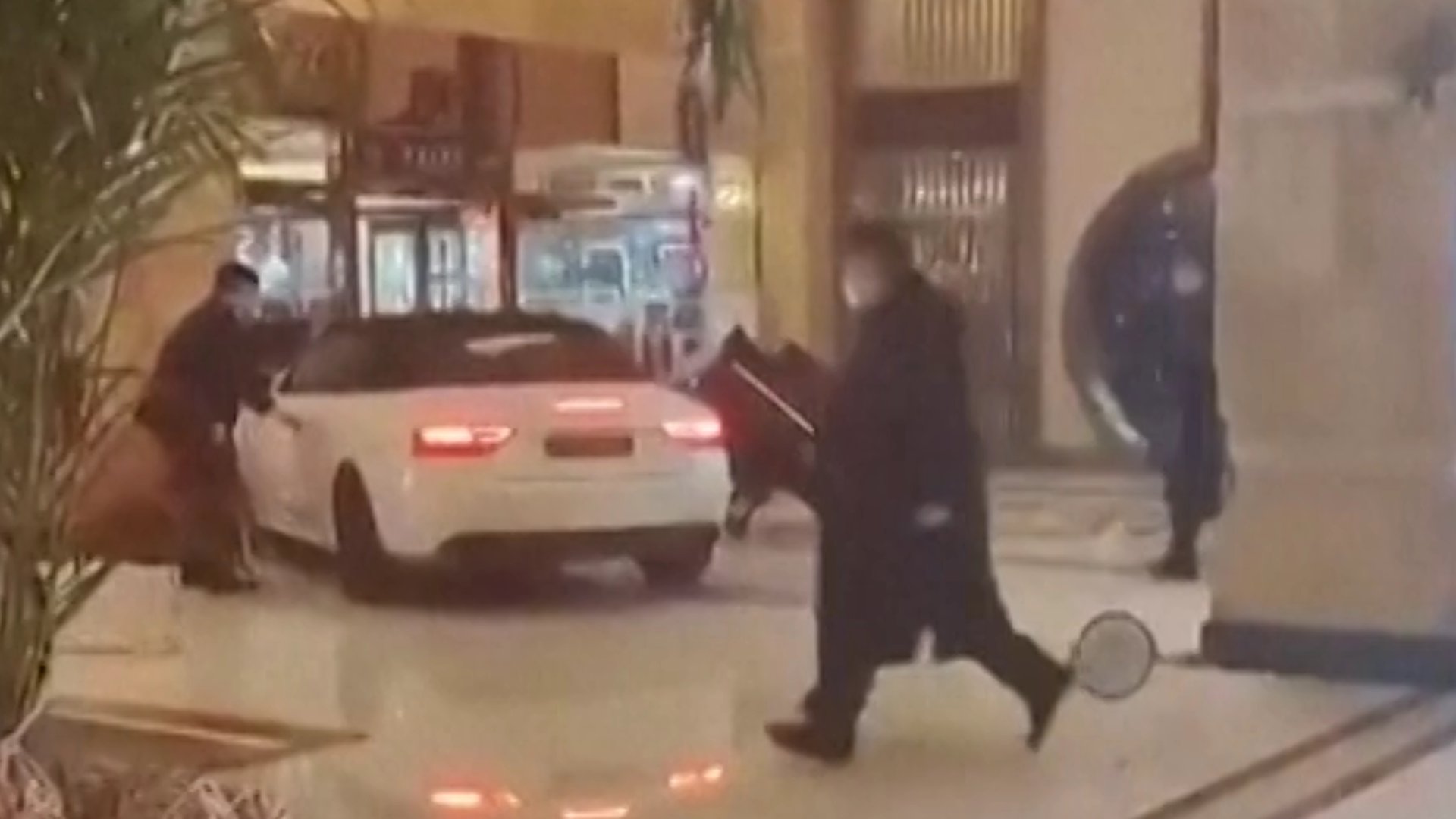 Furious guest smashes sports automobile via luxury resort lobby