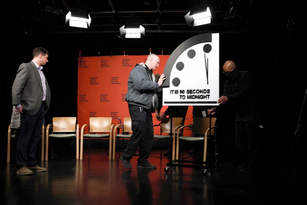 WASHINGTON, DC - JANUARY 24: The 2023 Doomsday Clock is moved prior to a are living-streamed event with members of the Bulletin of the Atomic Scientists on January 24, 2023 in Washington, DC.</body></html>” /></div>
<p>(Photograph by means of Mikhail Svetlov/Getty Pictures)”/>Vladimir Putin with Dmitry Medvedev, who was his top minister among 2012 and 2020 (Image: Getty Photographs) </p>
<p>The Bulletin of the Atomic Scientists, which decides the position of the Doomsday Clock each year following discussions via most sensible science and safety mavens, was once particular in its view that it was once most involved by Russia’s movements.</p>
<p>Rachel Bronson, the CEO of the Bulletin, stated: ‘Russia’s thinly veiled threats to use nuclear weapons remind the world that escalation of the battle accidentally, goal or miscalculation is a terrible possibility.</p>
<p>‘the probabilities that the battle may spin out of anyone’s control continues to be prime.’</p>
<p>She quoted UN secretary-common Antonio Guterres, saying: ‘The Arena has entered a time of nuclear danger now not noticed because the height of the Chilly Conflict.’</p>
<p>Because The battle in Ukraine has drawn on, concern has risen over the possibility of Russia the use of nuclear weapons in the field.</p>
<p>In a put up on Telegram final week, former Russian president Dmitry Medvedev mentioned: ‘The defeat of a nuclear energy in a standard war might trigger a nuclear warfare.’</p>
<p>Medvedev, who serves as deputy chairman of Putin’s tough security council, brought: ‘Nuclear powers have never lost prime conflicts on which their fate is dependent.’</p>
<p><strong><strong><strong>Get in contact with our news crew by emailing us at webnews@metro.co.uk.</strong></strong></strong></p>
<p><strong>For more tales like this, </strong><strong>test our news page</strong>.</p>
<p>.</p>
                                                     <script>
    function pinIt()
    {
      var e = document.createElement('script');
      e.setAttribute('type','text/javascript');
      e.setAttribute('charset','UTF-8');
      e.setAttribute('src','https://assets.pinterest.com/js/pinmarklet.js?r='+Math.random()*99999999);
      document.body.appendChild(e);
    }
    </script>
                     <div class=