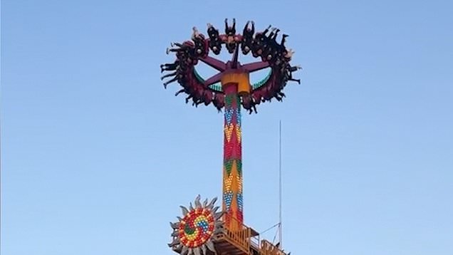 Theme park visitors were upside down for around 10 minutes until the ride was fixed (Picture: T4 News)