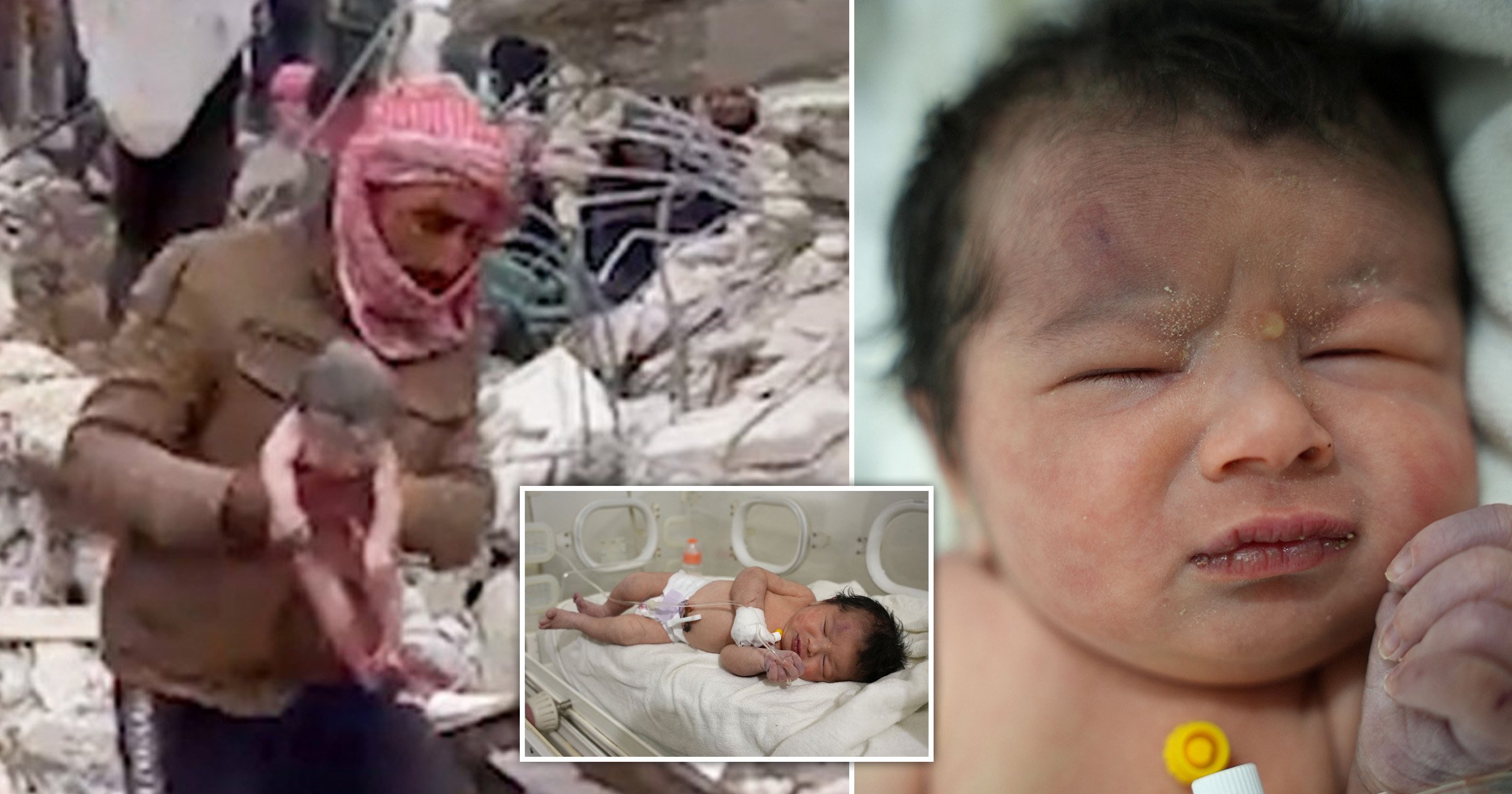 Baby who was born under earthquake rubble pulled out alive by rescuers