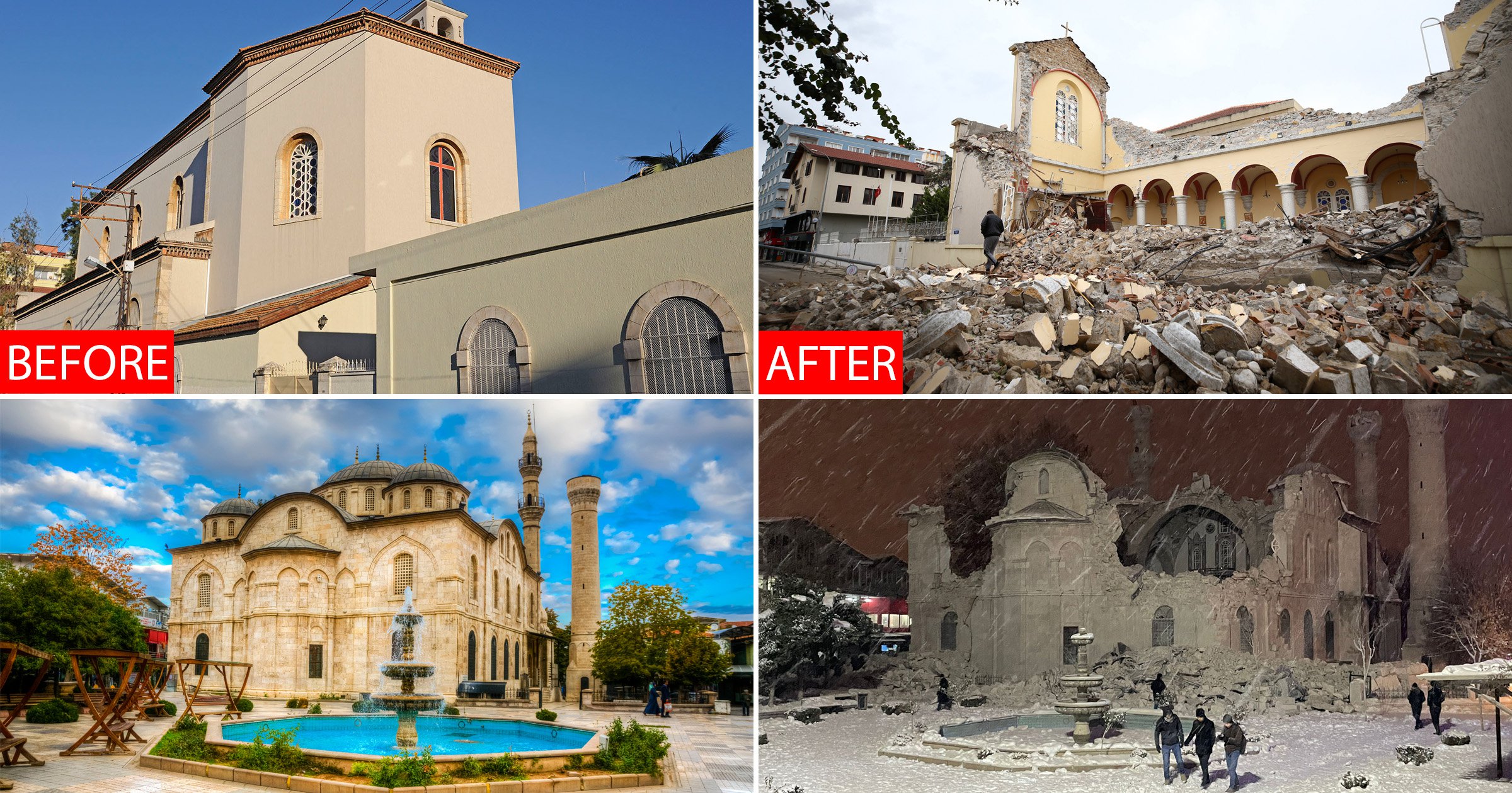 Before and after pictures reveal devastation of earthquakes in Turkey