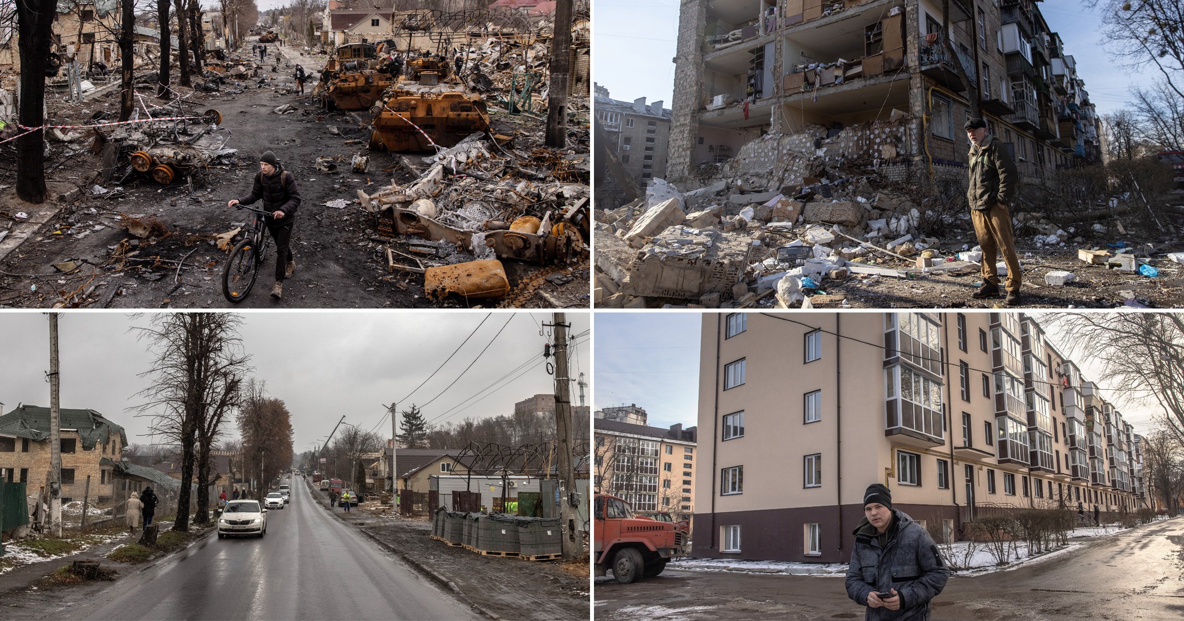 Before and after pictures show how Ukraine is rebuilding after a year of war