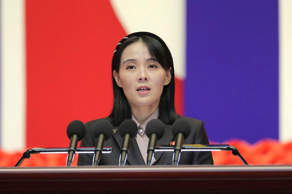 This photo provided on Aug. 14, 2022, by the North Korean government, Kim Yo Jong, sister of North Korean leader Kim Jong Un, delivers a speech during the national meeting against the coronavirus, in Pyongyang, North Korea, on Wednesday, Aug. 10, 2022, The influential sister of North Korean leader Kim Jong Un has warned the United States that it would face ???a more fatal security crisis??? as Washington pushes for U.N. condemnation of the North???s recent intercontinental ballistic missile test. (Korean Central News Agency/Korea News Service via AP)