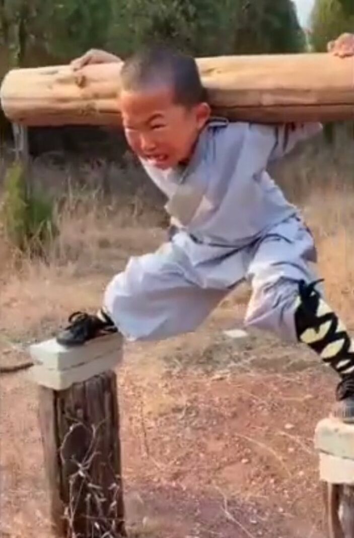 Little boy learning Kung-Fu