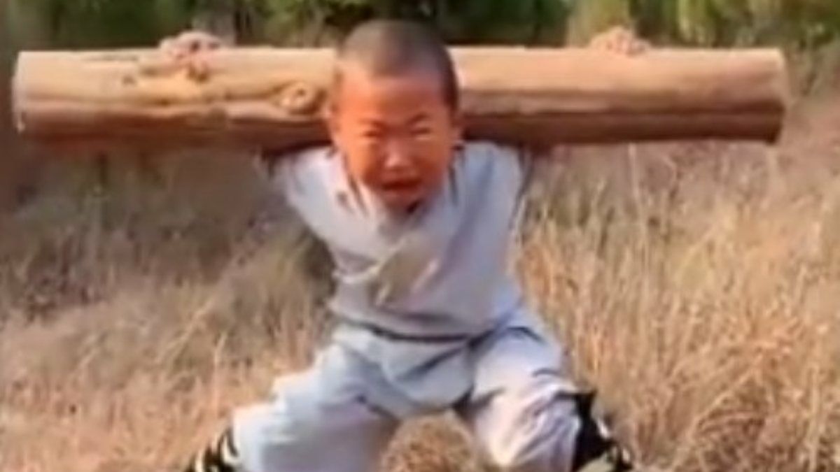 Little boy studying Kung Fu