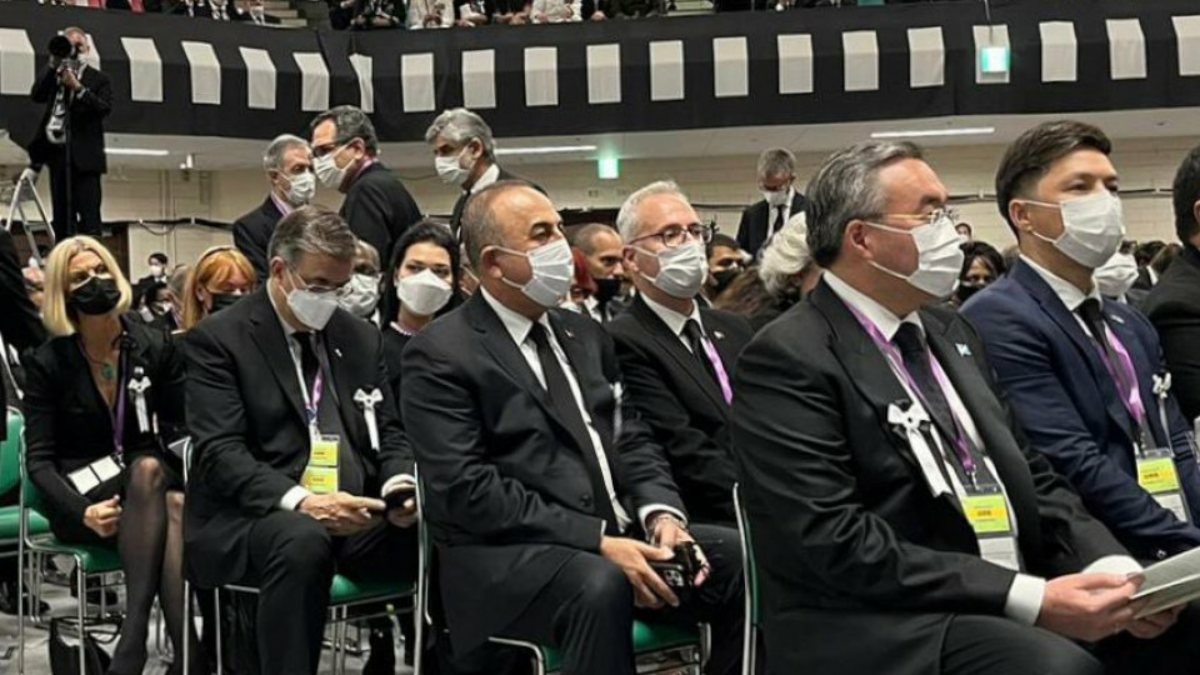 Mevlüt Çavuşoğlu at the funeral of Shinzo Abe