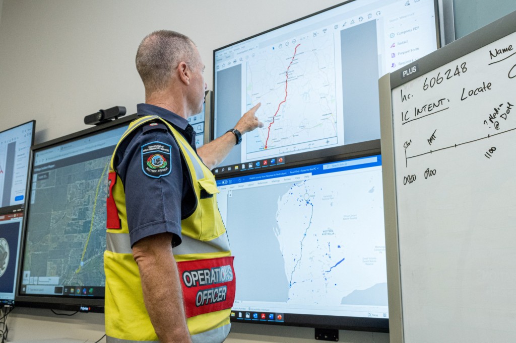 A member of the Incident Management Team coordinates the search for a radioactive capsule that was lost in transit by a contractor hired by Rio Tinto, at the Emergency Services Complex in Cockburn, Australia, in this undated handout photo. Department of Fire and Emergency Services/Handout via REUTERS THIS IMAGE HAS BEEN SUPPLIED BY A THIRD PARTY. NO RESALES. NO ARCHIVES. MANDATORY CREDIT