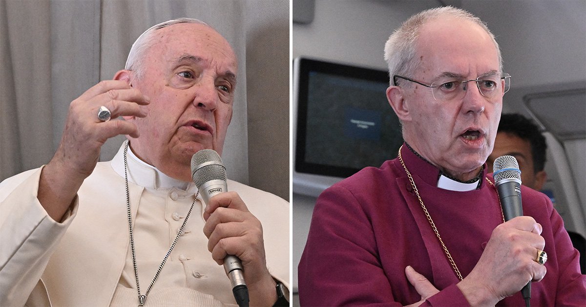 Pope and Archbishop decry anti-gay laws in press conference on papal plane