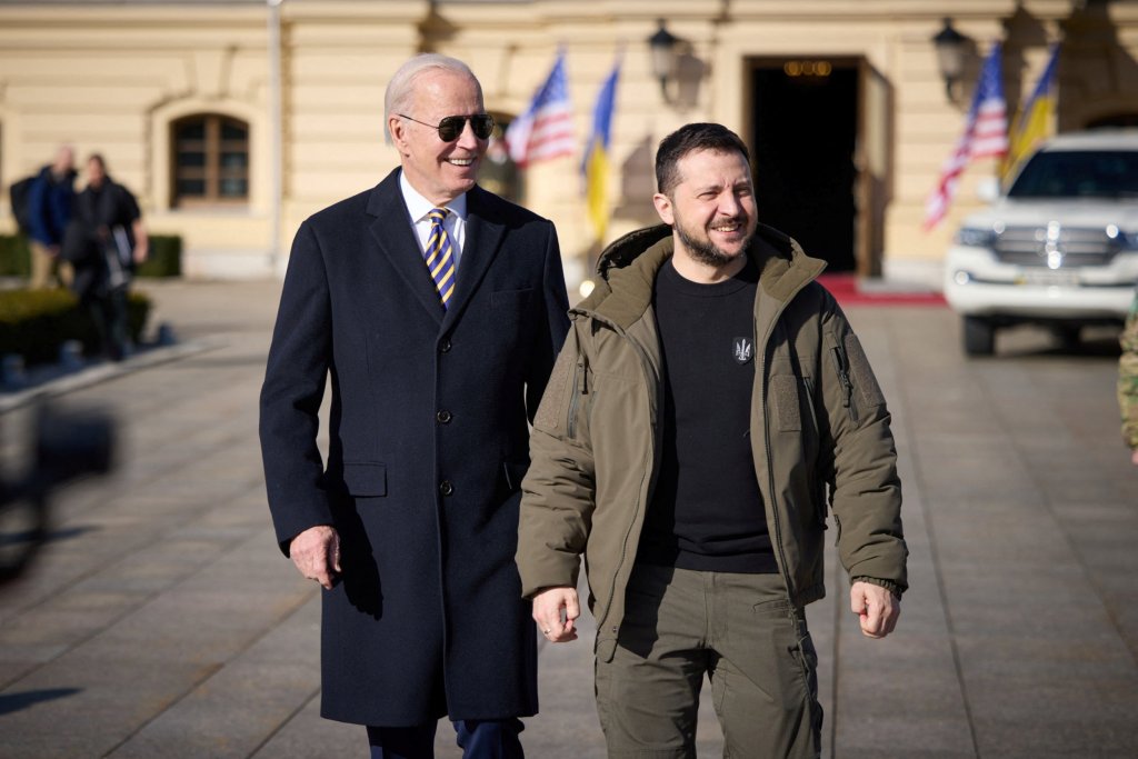 Ukraine's President Volodymyr Zelenskiy and U.S.</body></html>” /></div>
<p>Ukrainian Presidential Press Provider/Handout by the use of REUTERS CONSIDERATION EDITORS – THIS SYMBOL HAS BEEN PROVIDED VIA A THIRD BIRTHDAY CELEBRATION.”/>Volodymyr Zelenskiy and Joe Biden stroll outside the Mariinskyi Palace (Image: Reuters) </p>
<div><img loading=