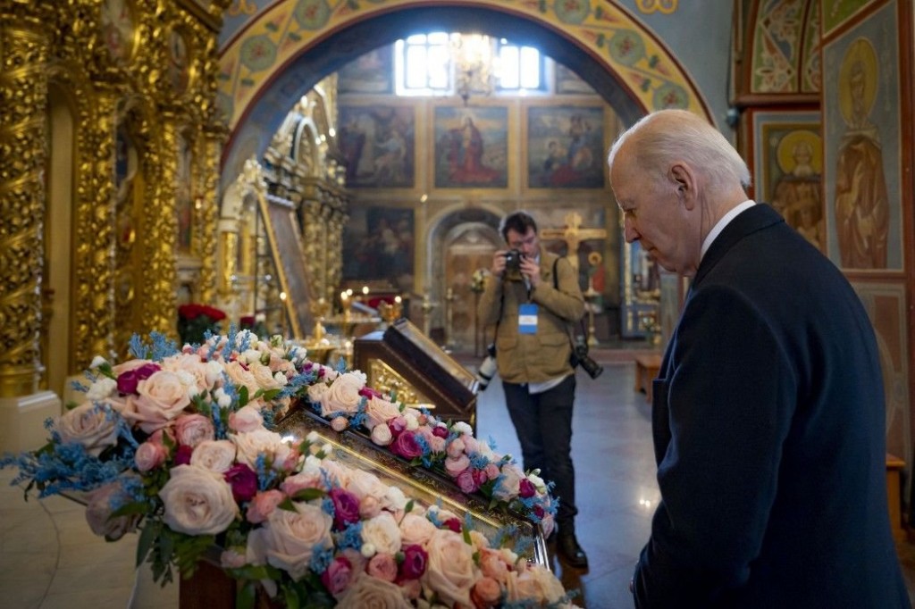 Mandatory Credit: Photo by APAImages/Shutterstock (13775554a) US President Joe Biden meets with Ukrainian President Volodymyr Zelensky in Kyiv, Ukraine on February 20, 2023. US President Joe Biden made a surprise trip to Kyiv ahead of the first anniversary of Russia's invasion of Ukraine. Photo by PRESIDENT OF UKRAINE apaimages US President Joe Biden meets with Ukrainian President Volodymyr Zelensky in Kyiv, Ukraine, Ukraine - 20 Feb 2023