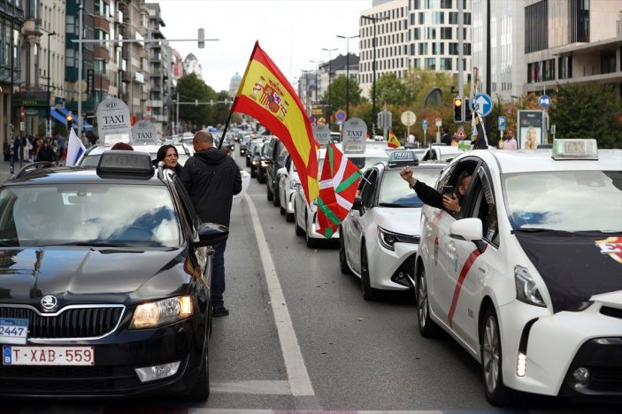 Taxi drivers in Brussels i protested