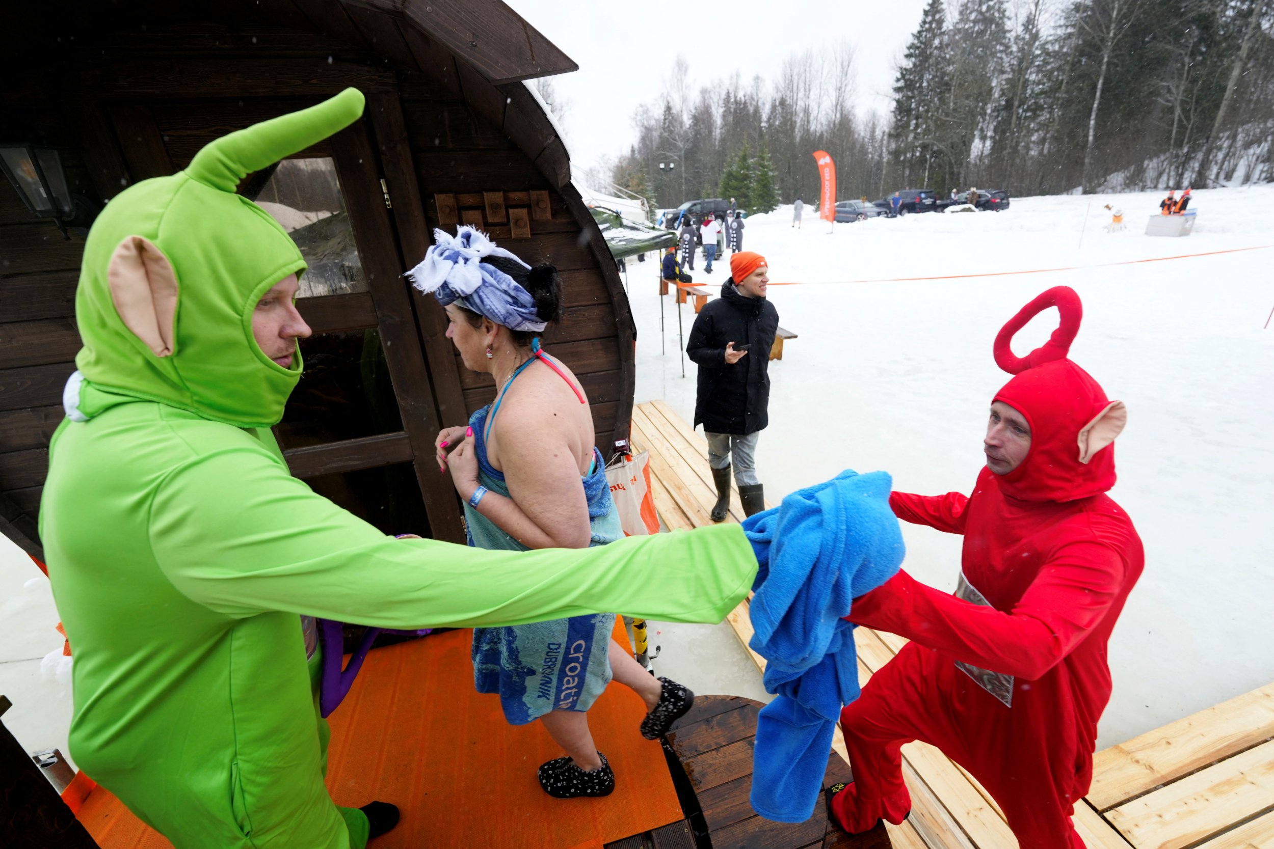 Teletubbies and Roman gladiators among competitors taking part in sauna marathon