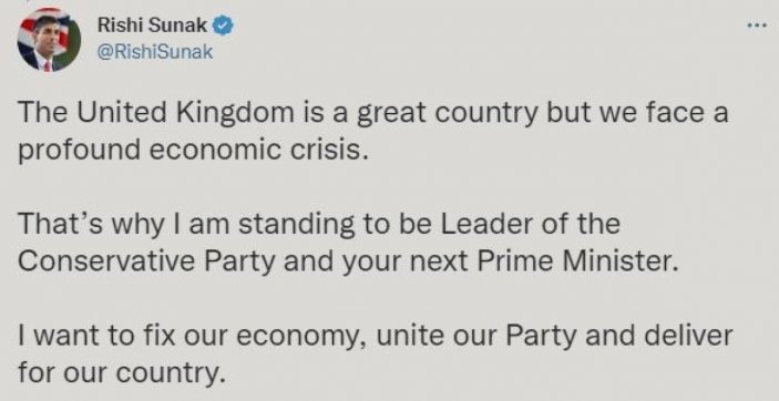 In England, Rishi Sunak announces his candidacy for prime minister