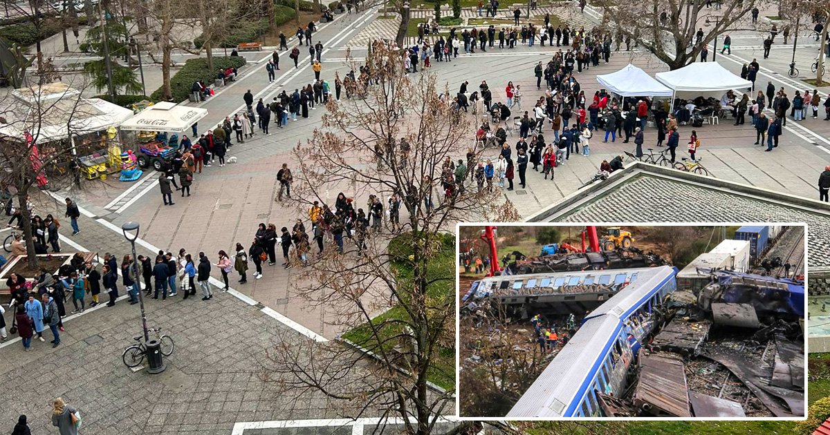 Hundreds rush to donate blood after Greece train crash kills at least 36