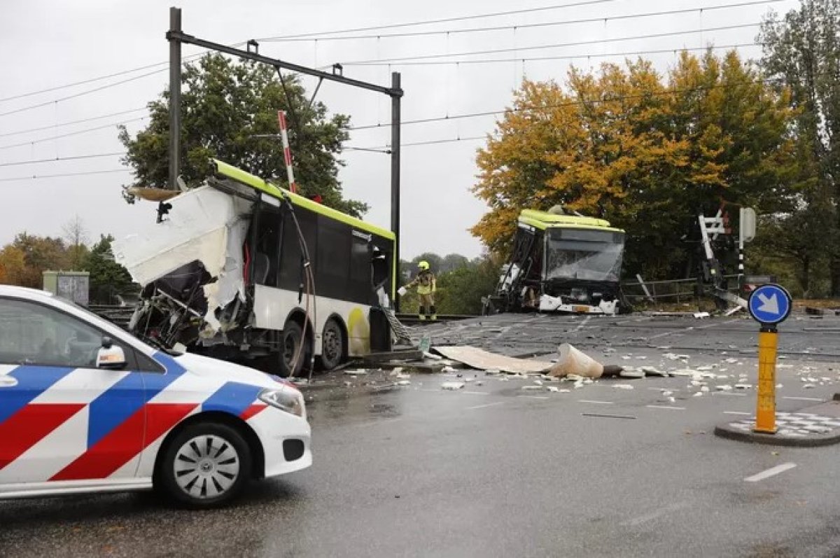 Hollanda’da tren otobüse çarptı #4