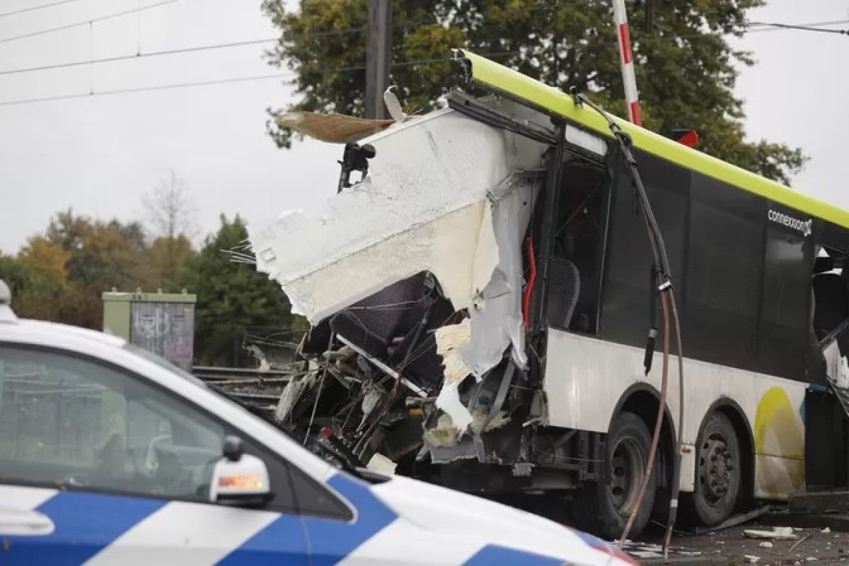 Hollanda’da tren otobüse çarptı #5