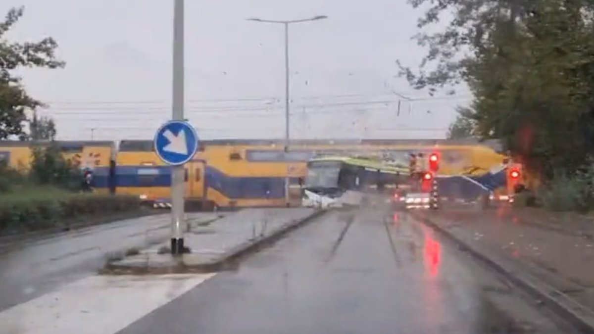 Hollanda’da tren otobüse çarptı #7